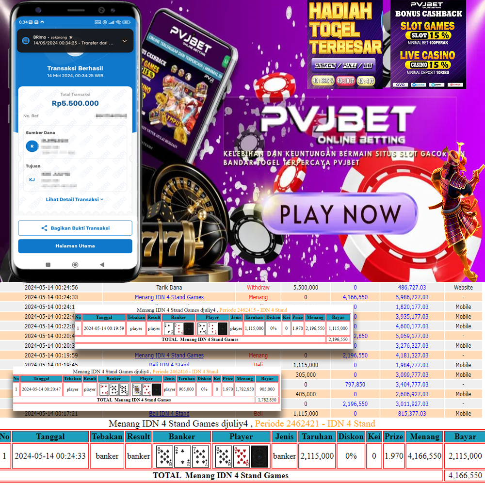 JACKPOT SLOT CASINO ONLINE “IDN 4 STAND GAMES” 5JTAN